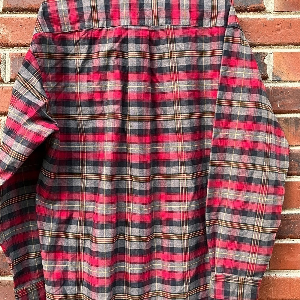 Tommy Hilfiger Black Gray Red Plaid Check Button Down Shirt Men’s - Picture 10 of 14
